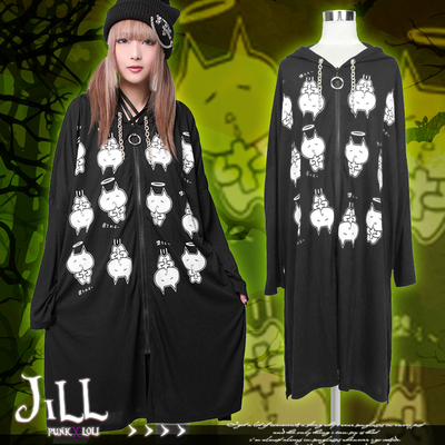 taobao agent O Jier o Fallen cat full version of cat loose long version of hooded jacket Punk rock brand Sex Pot proxy