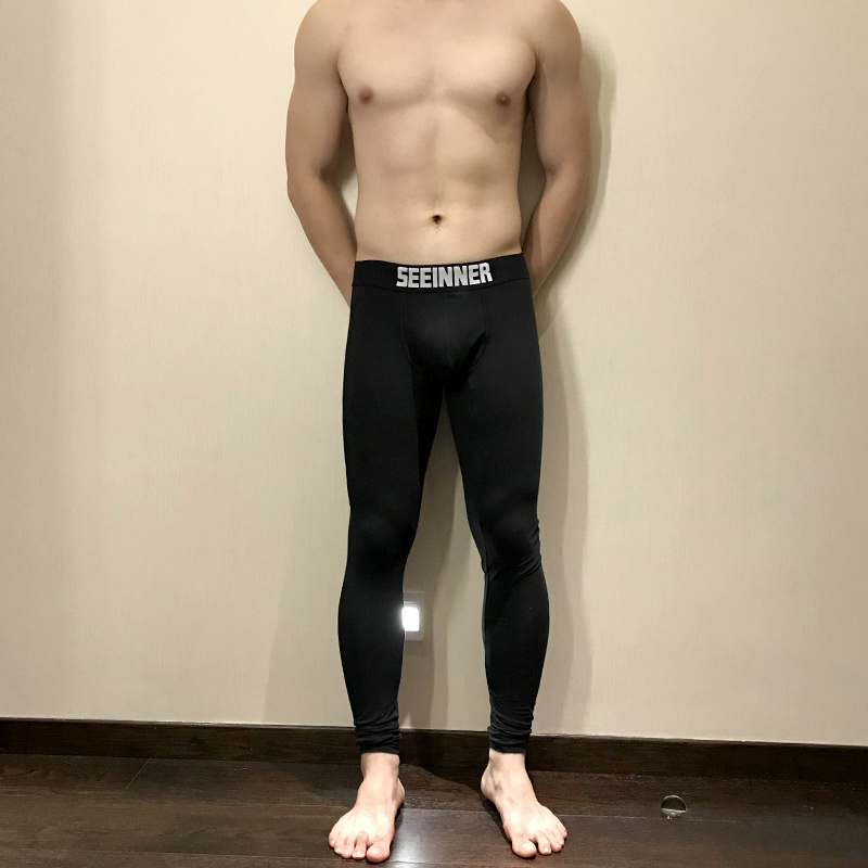 Quần nam mùa thu Cotton Thin One Piece Ấm áp Ấm áp Màu đơn giản Thanh niên bó sát Quần eo thấp Quần cơ quần giữ nhiệt nam lót lông