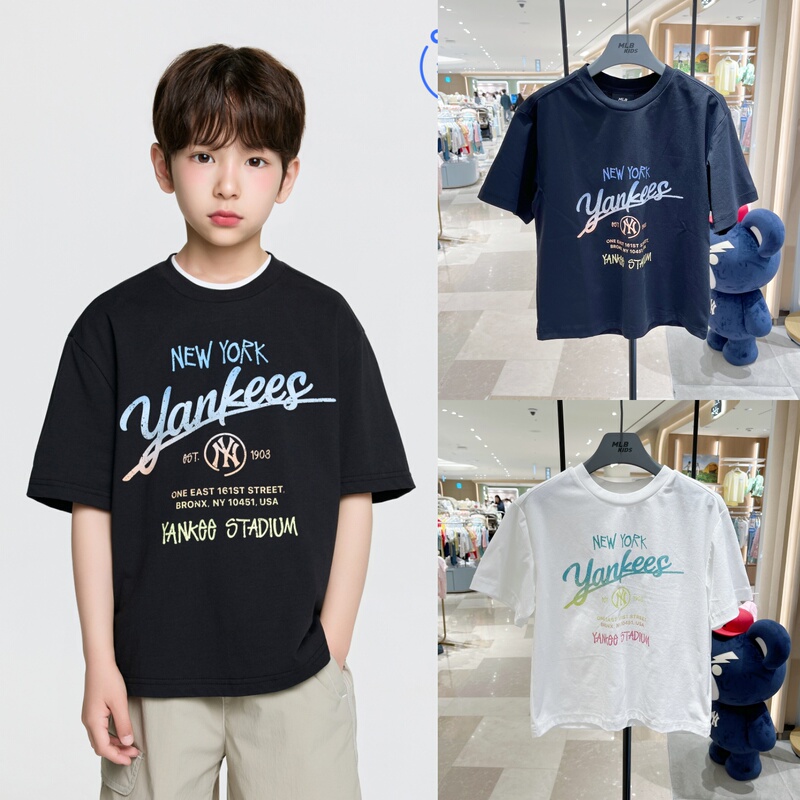 Korean Direct Mail Purchase Mlb Children's Round Neck Short-Sleeve Letter Print Cool Casual Sports T-Shirt 26 Summer 4863 Korean Direct Mail Purchase Mlb Children's Round Neck Short-Sleeve Letter Print Cool Casual Sports T-Shirt 26 Summer 4863
