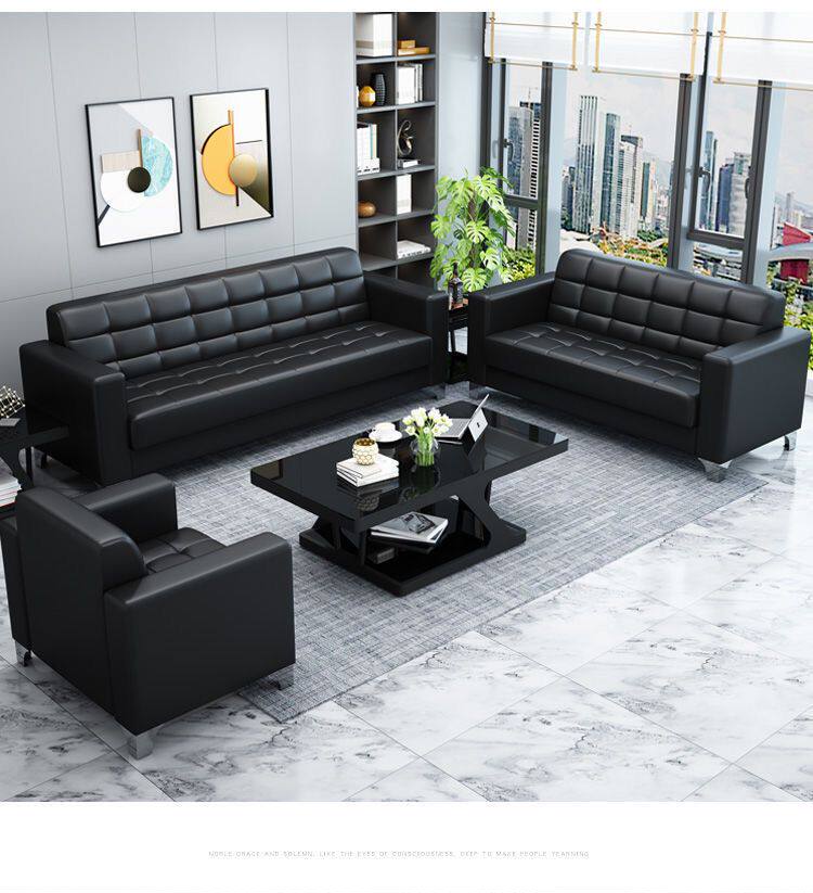 Office sofa, modern, simple, negotiation, fashion, reception, business, VIP, rest area, three-seat coffee table combination