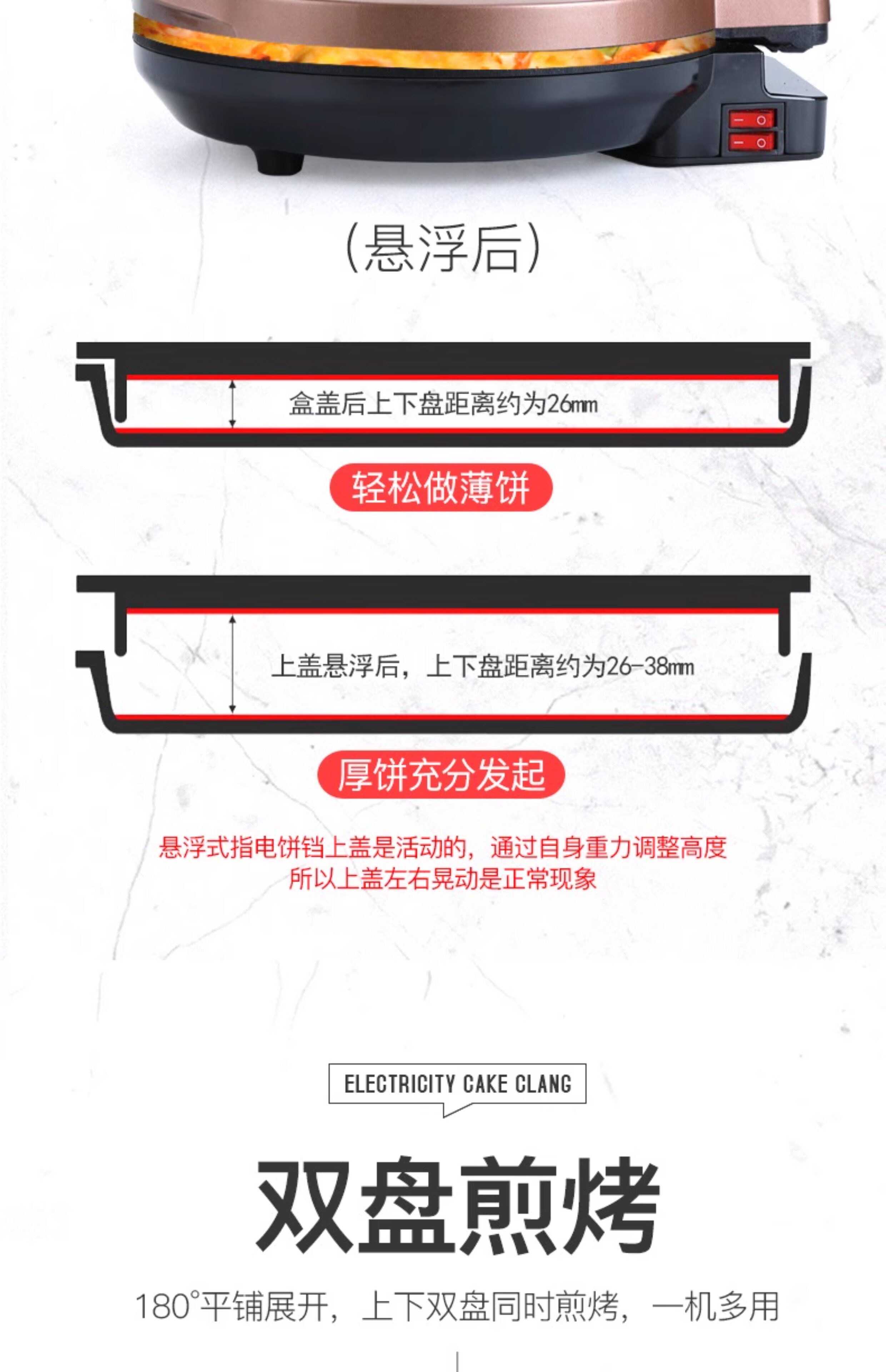 Электрическая блинница 电饼铛家用双面加热烙饼锅小型新款自动断电饼档煎薄饼机加深加大 Hi all the earth
