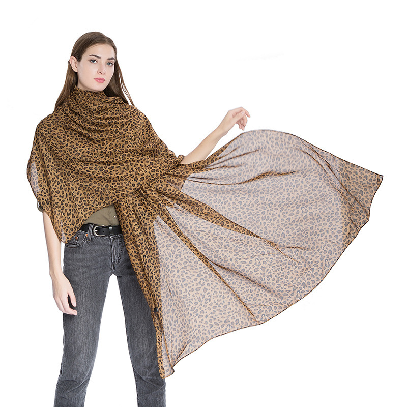 New Silk Scarf for Summer, Sun Protection Shawl, Amazon Women's Long Chiffon Beach Scarf, Leopard Print Large Scarf, Gift Gauze Scarf