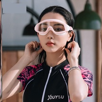 Nearsightedness Conjoined Earplugs Swimming glasses Womens anti-water intake with degree waterproof long hair Diving Adults Adults