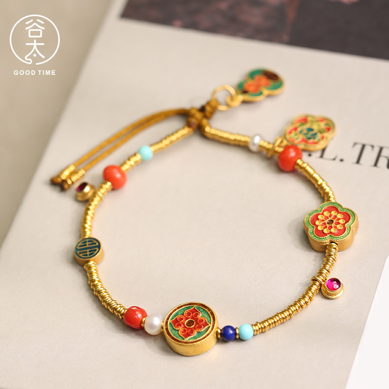 Valley Jewelry Chinese Wind Palace legacy to create a burnt blue gold DIY bracelet foot gold V special