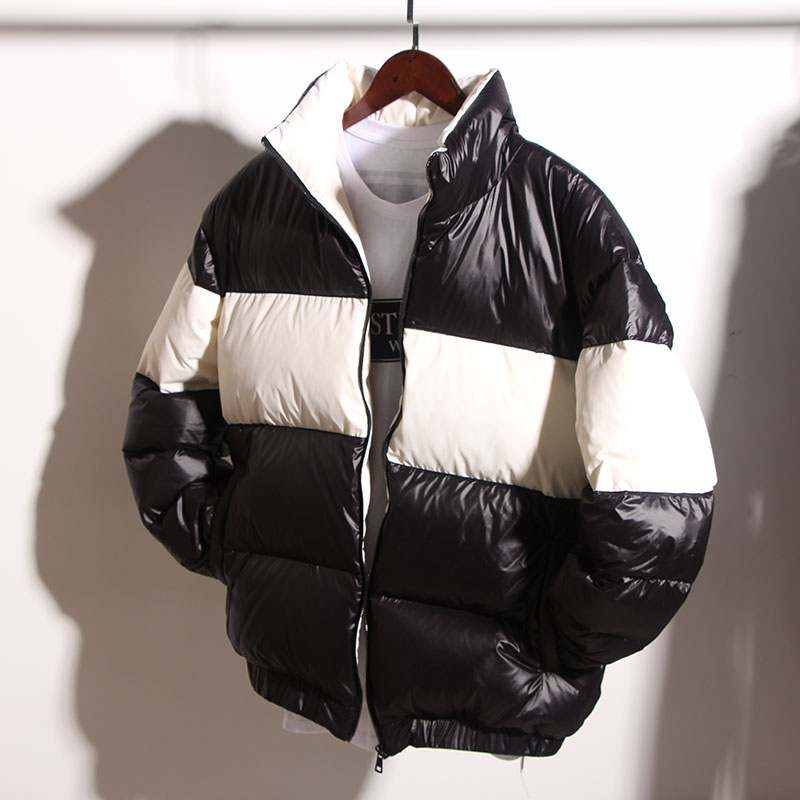 Nidengshun winter cold jacket down jacket men's short thickened white duck down warm street handsome stitching tide brand