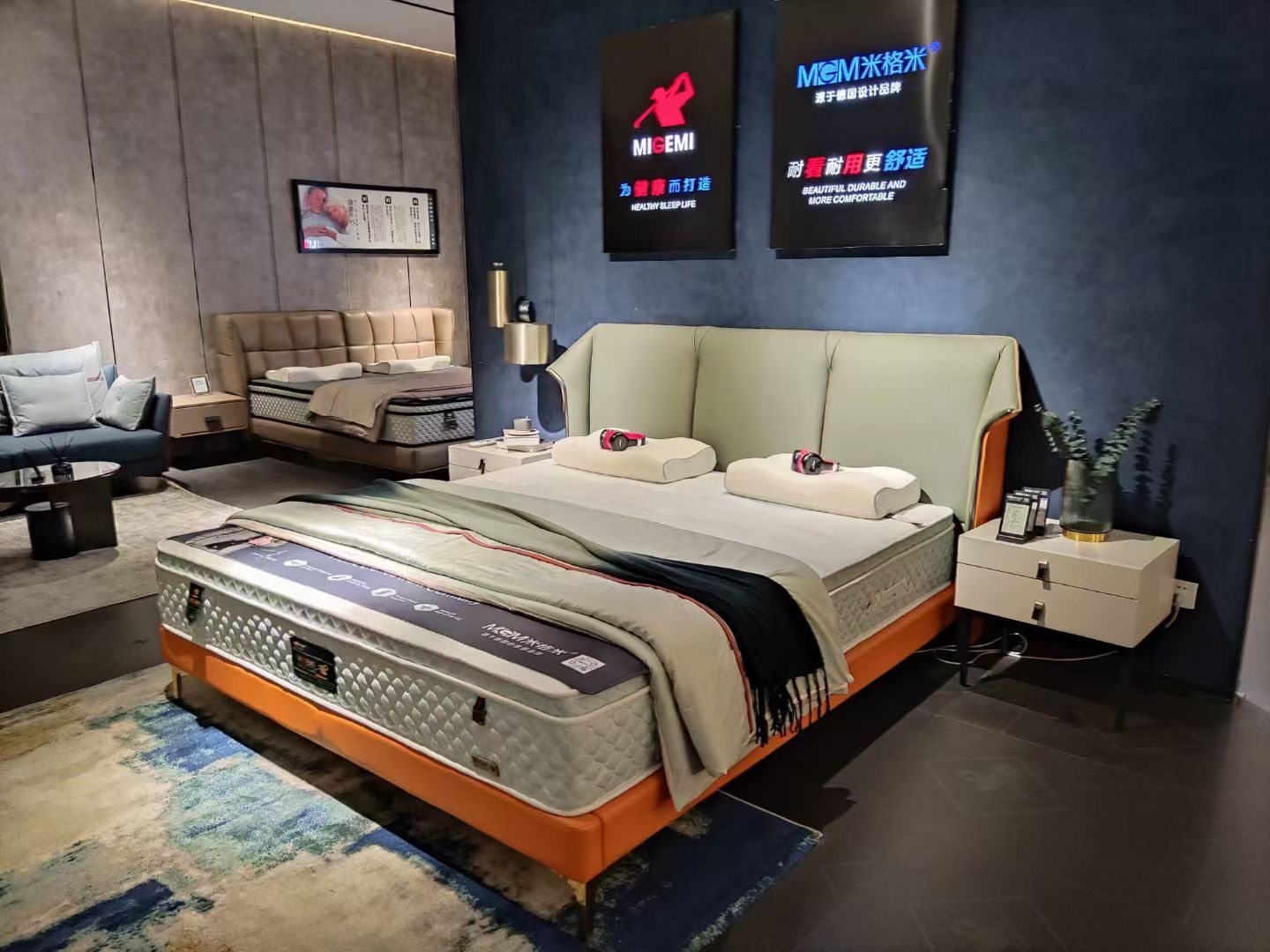 Migmi furniture modern minimalist leather bed technology fabric bed sofa