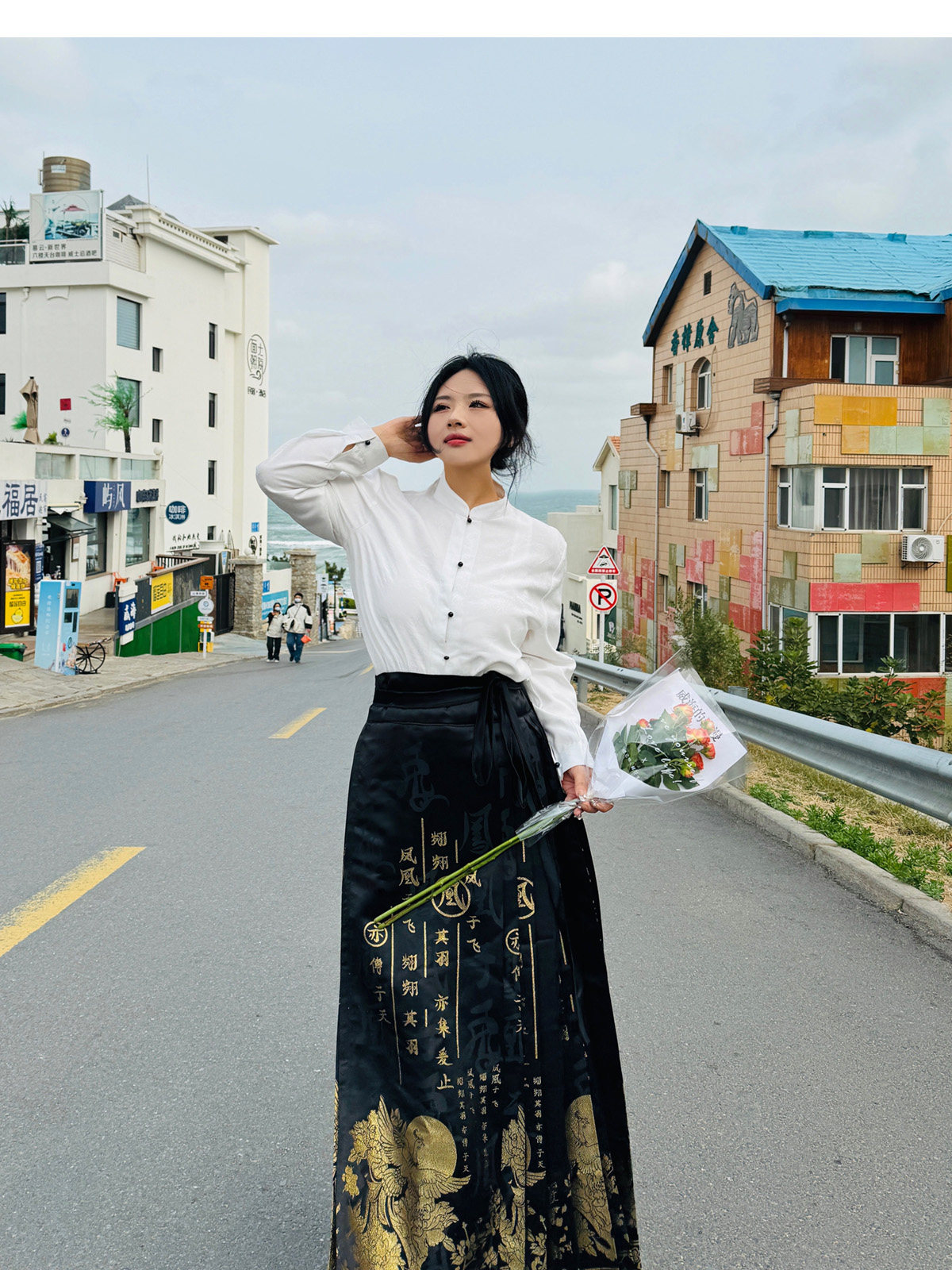 китайский костюм 梦唐记凤凰于飞原创大码汉服胖mm冬季200斤大码马面裙文字织金