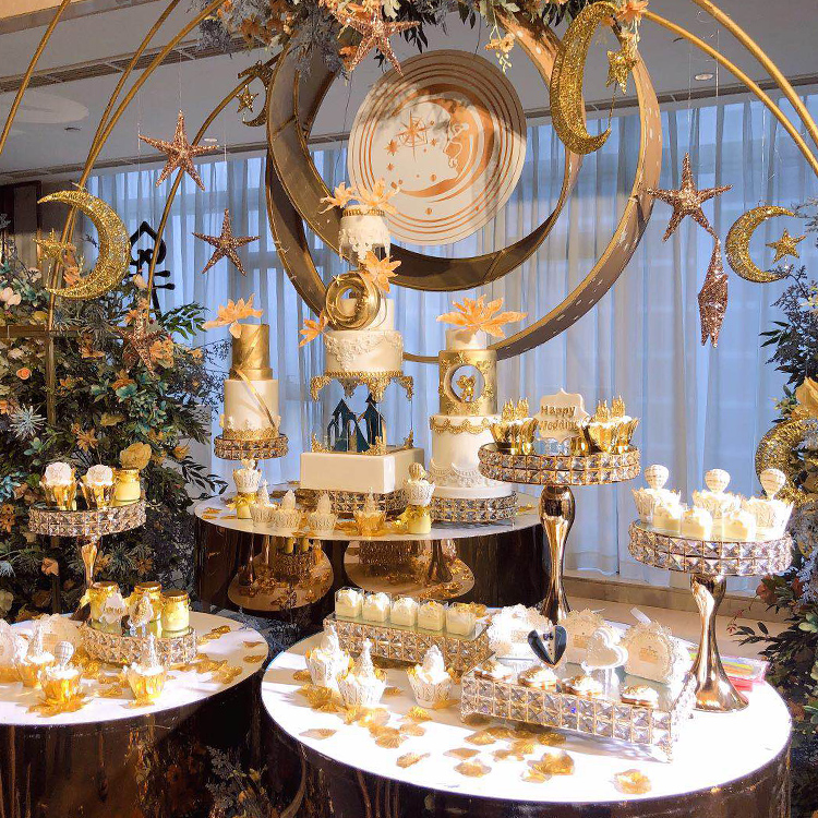 Geng brand cake rack 7-piece set of dim sum exhibition wedding wedding birthday rack tray small square crystal dessert table ornaments