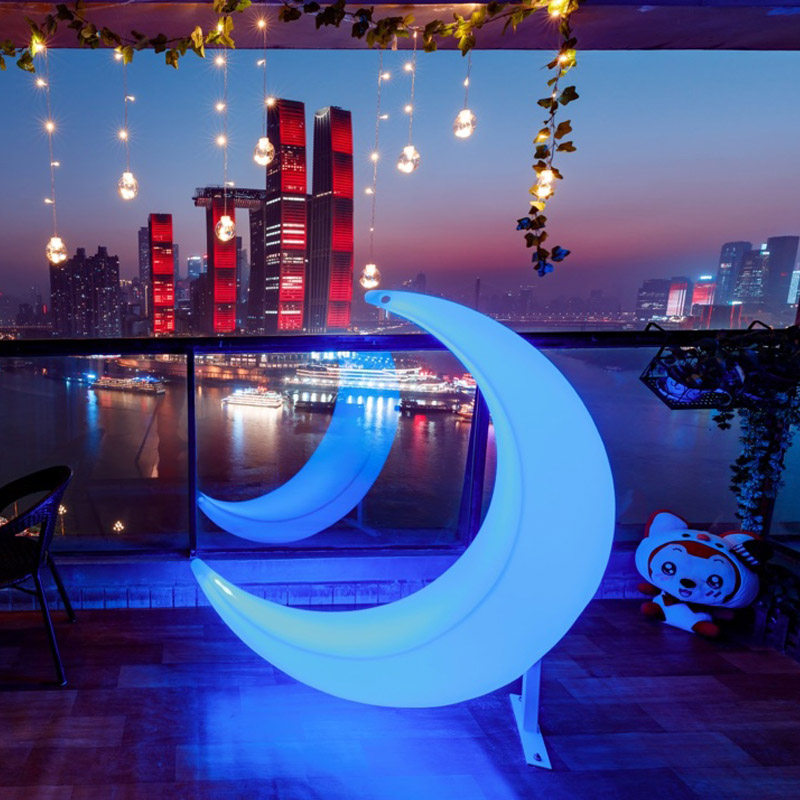 led luminous moon chair outdoor courtyard rooftop wedding event decoration landscape crescent moon net red punch card crescent lamp