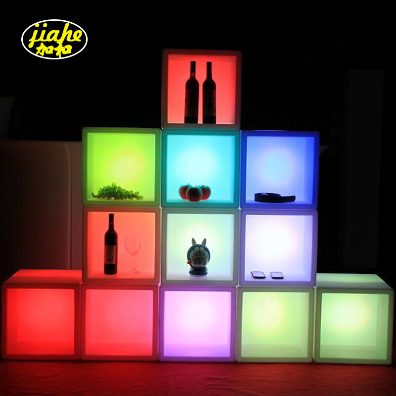Led Luminous Furniture Bar Display Combination Cabinet Front Desk Background Cabinet Wine Cabinet Ice Bucket Wine Barrel 7 Colorful Cube Cabinet