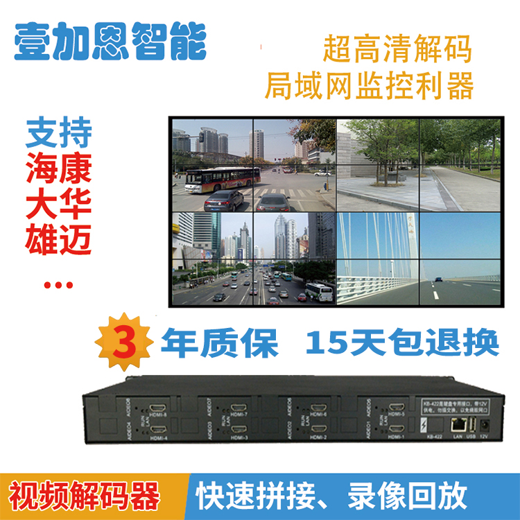 4ch digital decoder video matrix monitoring server H265 Dahua Hikvision 5 million cameras