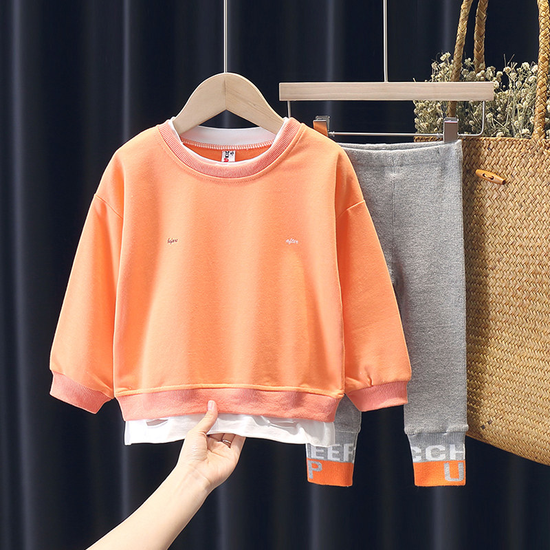 Girl Spring Dress 2022 New Thick Cotton T Suit Tide Spring Autumn Ocean Pie Trendy Net Red 3 Year Old 4 Women Baby Sports Children