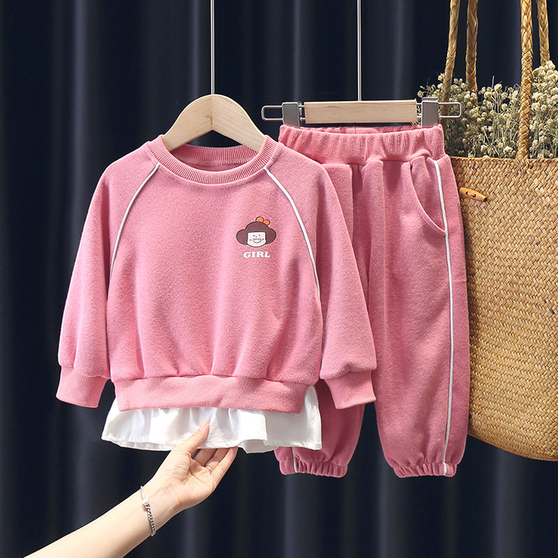 Girls Autumn Suit 2021 New Net Red Sweatshirt Fashionable Children's Clothing Children's Baby Girl Spring and Autumn Sports