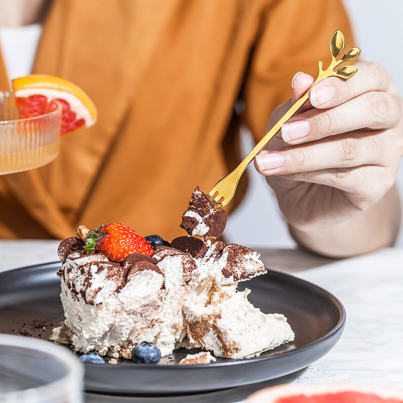 Fruit fork set creative cute household spoon Stainless steel fork ins Nordic dessert spoon European small luxury