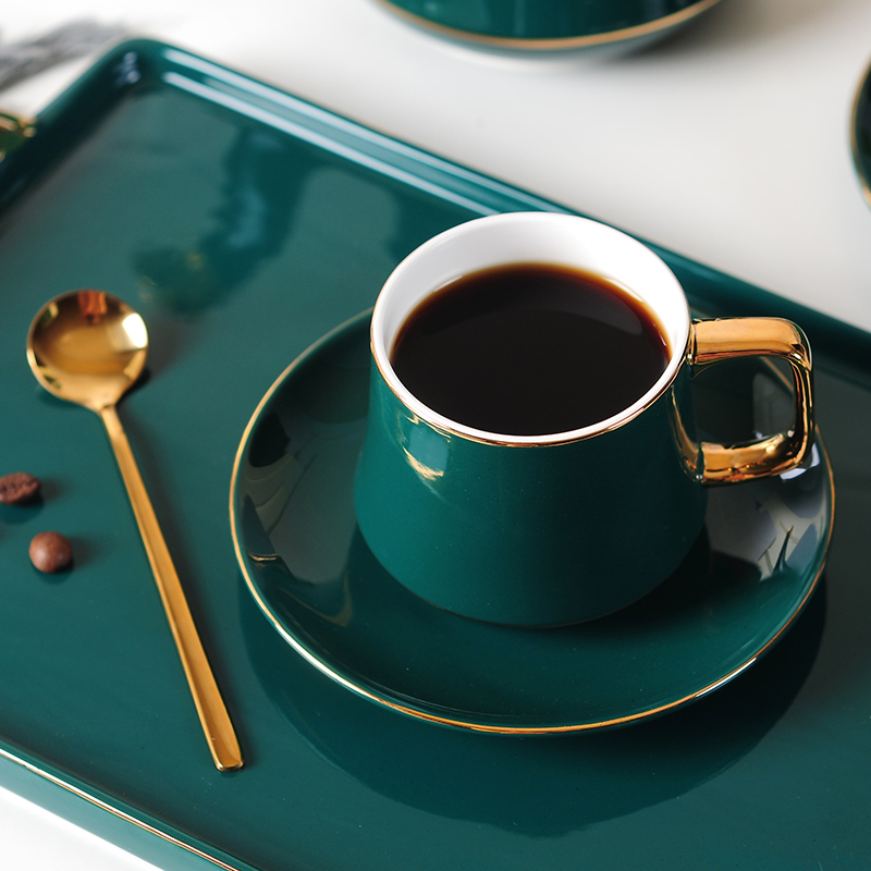 Eurostyle Ceramic Coffee Cup Dish Suit Home Small Luxurious Phnom Penh Minimalist Creativity Afternoon Tea Flower Tea Water Cup With Spoon