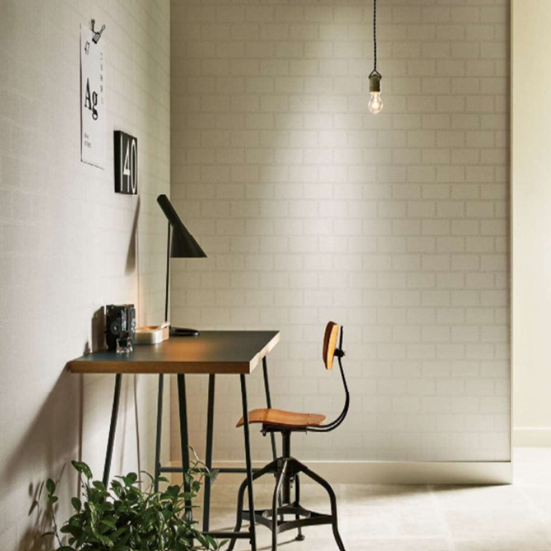 Japan imported wallpaper mountain moon wallpaper white brick wallpaper I-shaped living room background wall dining room wallpaper