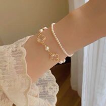 Small pearl bracelet Net red pop style gradient fancy crystal female senior sense niche ins simple jewelry light luxury rope