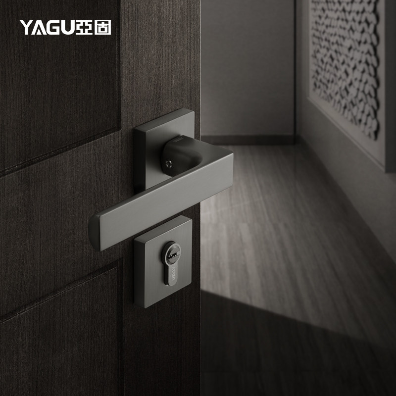 Yagu door lock indoor bedroom door lock solid wood door handle gray black Nordic silent simple post-modern magnetic attraction
