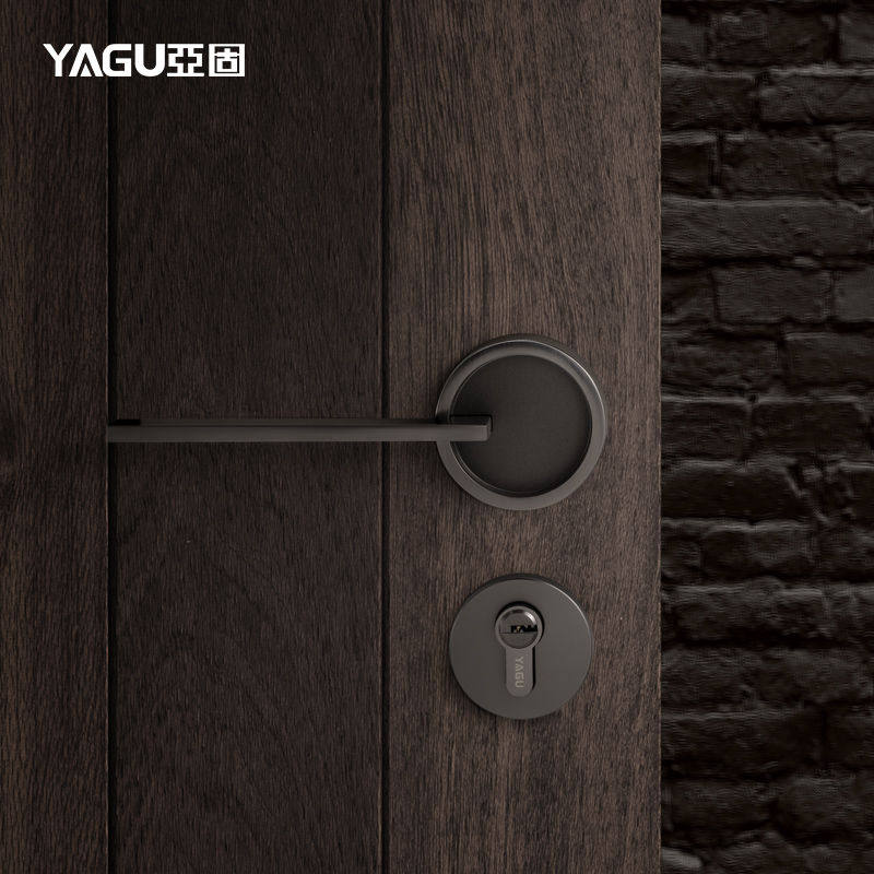 Sub-solid door lock Indoor bedroom Nordic American magnetic suction room door Three sets of silent home Two-style wooden door handle