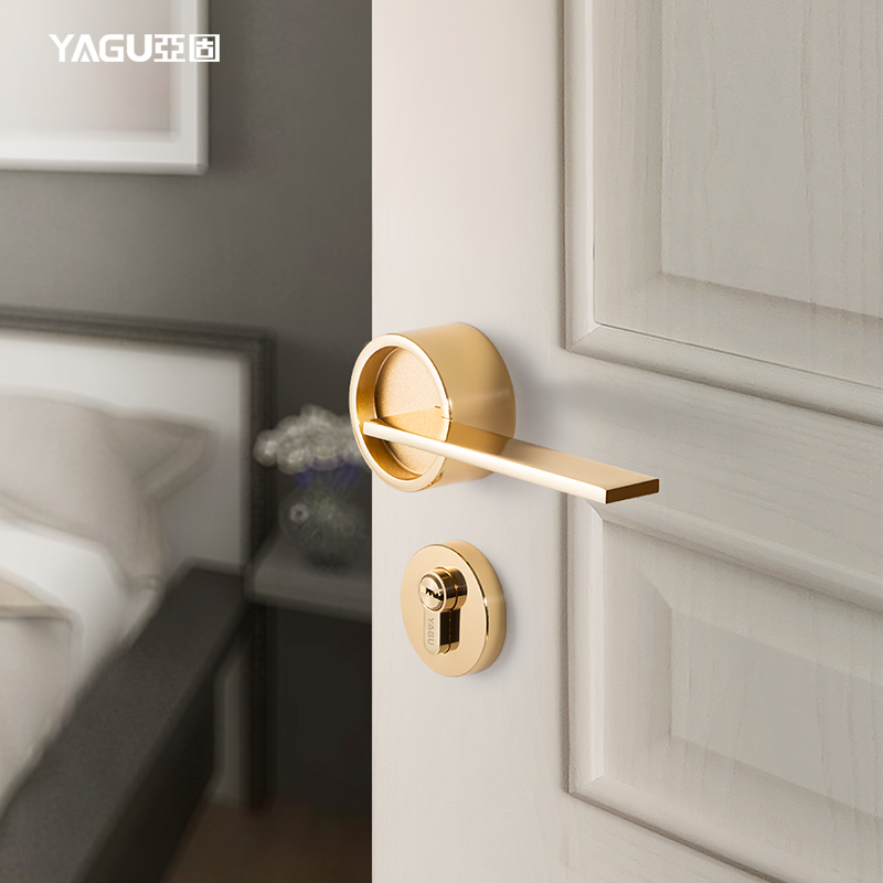 Yagu American light luxury door lock Indoor bedroom room lock door Solid wood door handle Silent gold two-piece magnetic suction