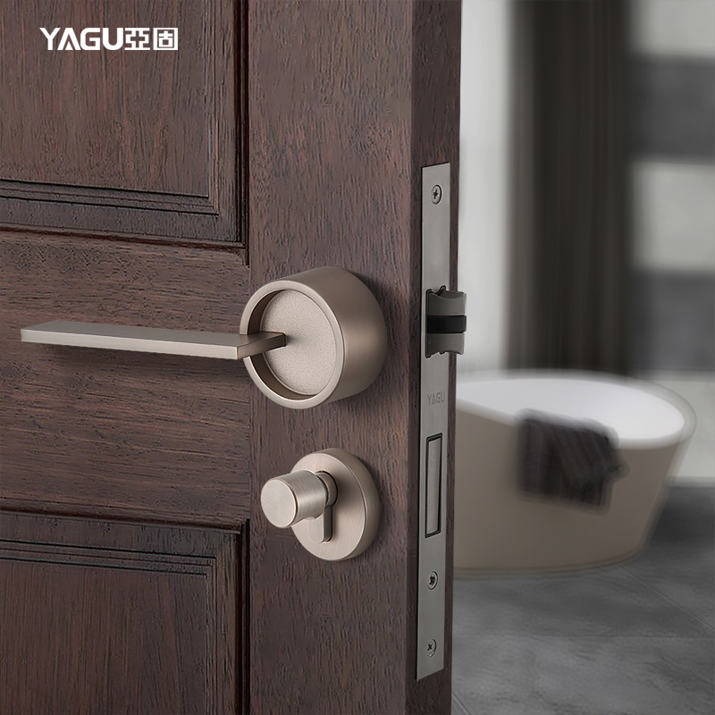 Yagu door lock Magnetic indoor bedroom door Room wooden door Nordic modern simple matting nickel brushed static round