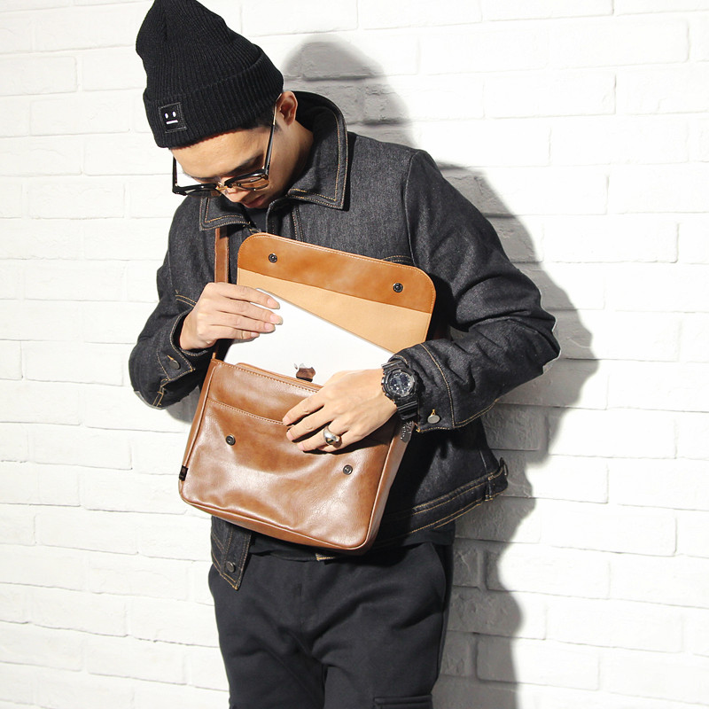 Original Cebu 109 Street retro minimalist Postbag Damp Satchel Satchel woman Single shoulder bag PU Imitation Leather Hang Bag Ipad bag