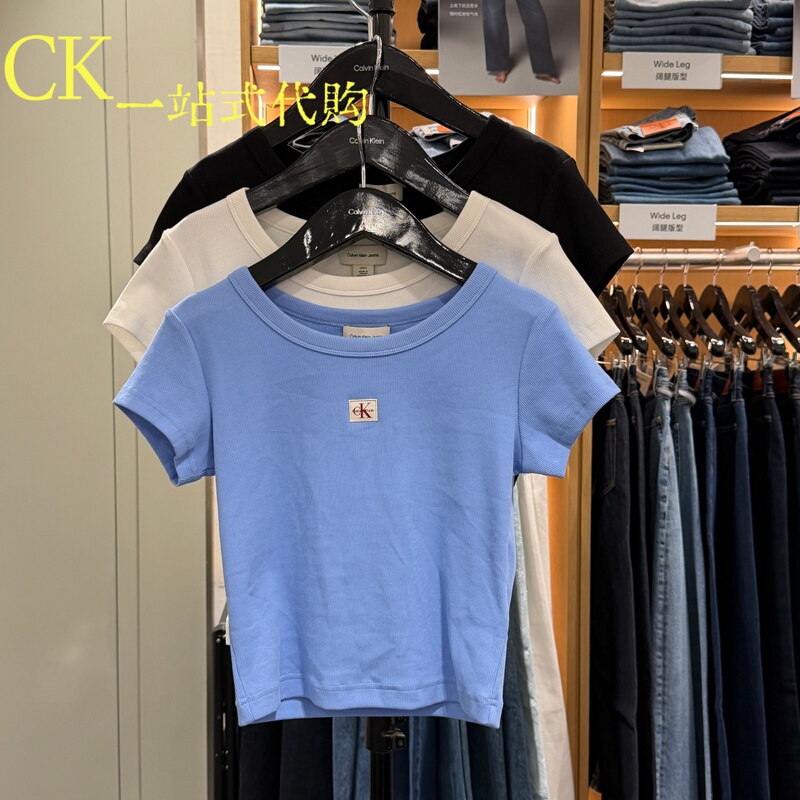 Calvinklein/Ckjeans2026 Spring and Summer Women's Hot Girl Style Short-Sleeved T-Shirt with Regular Shoulders 47C200G Calvinklein/Ckjeans2026 Spring and Summer Women's Hot Girl Style Short-Sleeved T-Shirt with Regular Shoulders 47C200G