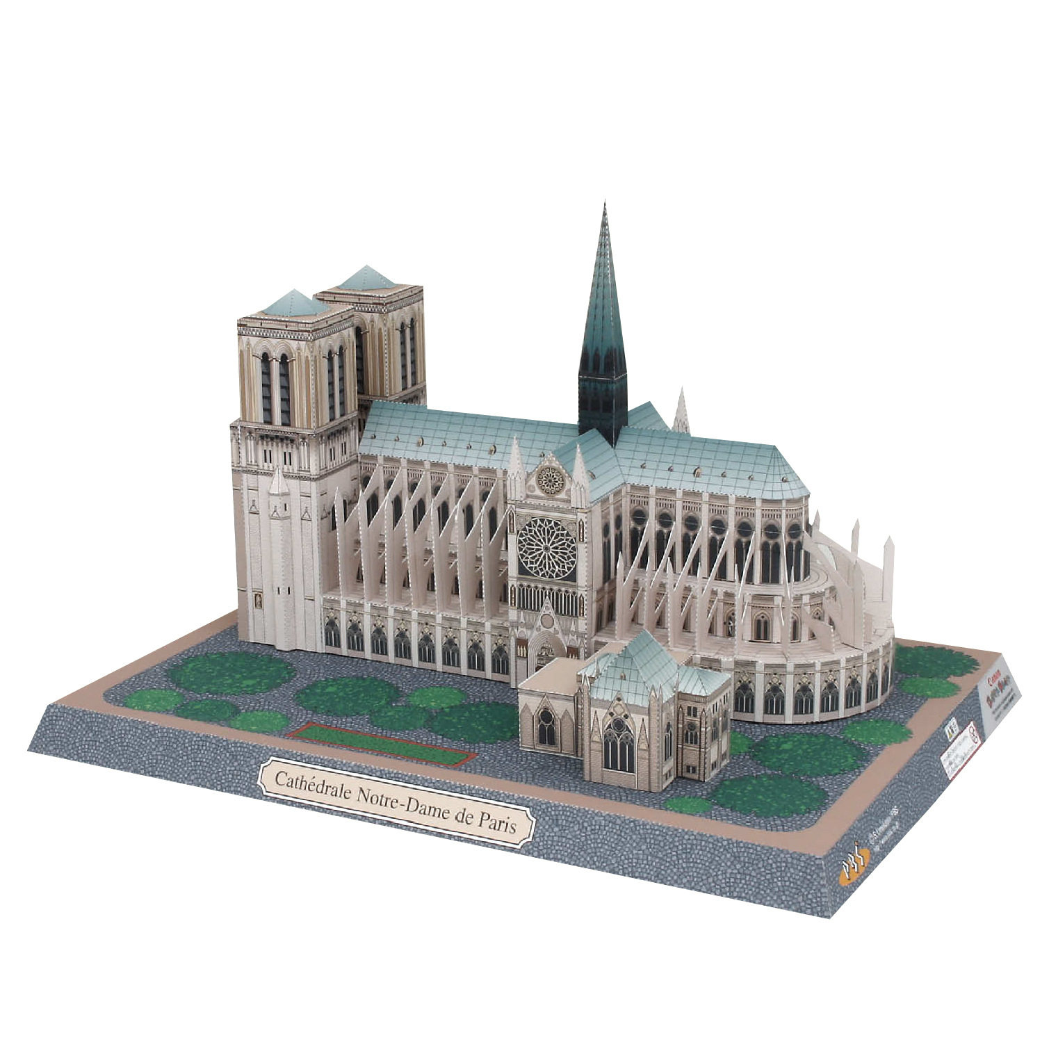World famous building Notre Dame de Paris, France, architectural paper model, handmade DIY handwork