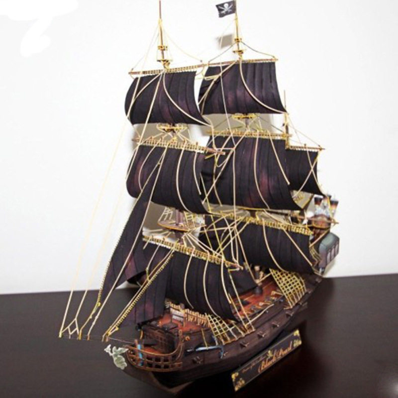 Pirates of the Caribbean Ship Black Pearl Paper Model Military Fan Gift Handmade DIY
