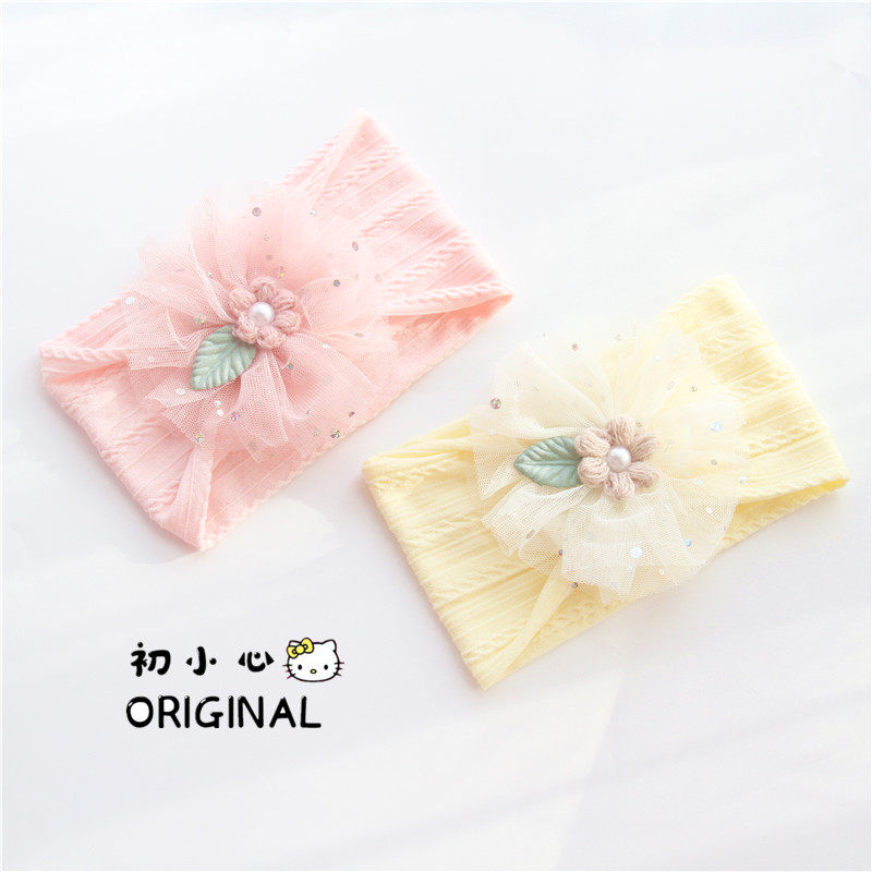 Korean version of the baby hairband super elastic head baby princess full moon super fairy head flower baby spring and summer guard fontanelle cap
