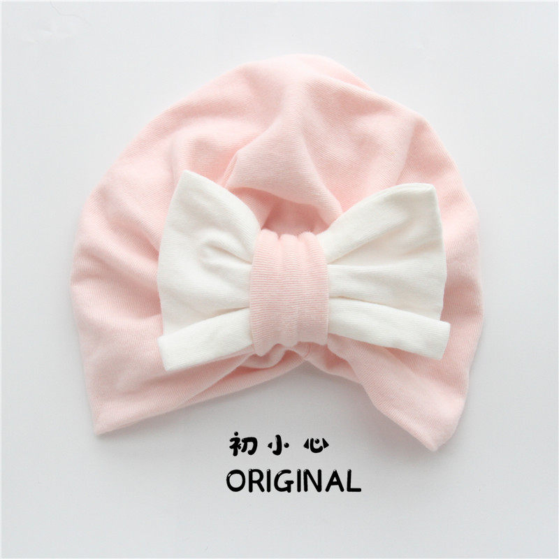 Autumn and winter baby hat pure cotton baby hat pink big bow newborn hat baby baby hat headgear
