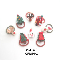 Korean Wool Felt Christmas Themed Headwear Girl Cute Elk Deer Head Rope Hair Clip Little Girl Zhair Leather Fascia