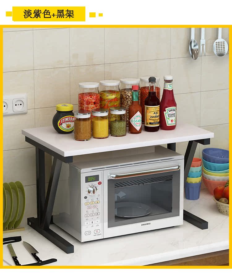 Bếp lò vi sóng kệ hai lớp không đục lỗ đa chức năng bàn đơn giản hộ gia đình kệ lưu trữ đôi kệ - Kệ kệ giá sách