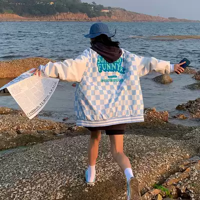 NIDEBLACK homemade checkerboard baseball jacket women 2021 new spring and autumn American High Street ins tide