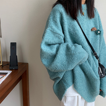 Spot BLACK homemade sweater women Spring Wear 2021 New retro Hong Kong flavor loose Korean knitted top