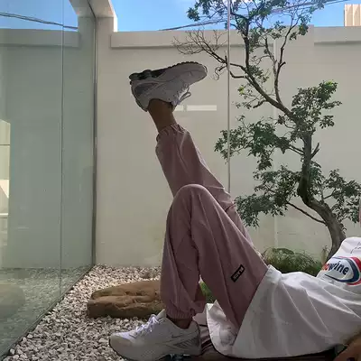 BLACK homemade foot sports pants women 2021 summer loose Korean version of ins tide high waist straight multi color casual pants