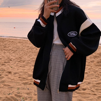 Spot BLACK homemade coat 2021 spring new female wild loose American vintage color color jacket jacket