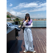 Spot BLACK homemade casual pants womens 2021 New loose straight wide leg pants Korean version of the high waist Joker