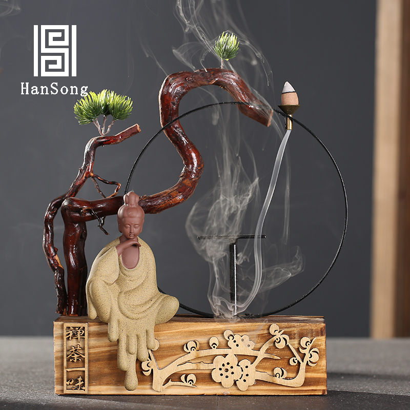 Ceramic reverse incense furnace household Zen to furnace household tea table fitting office porch to watch the incense oven enter the door