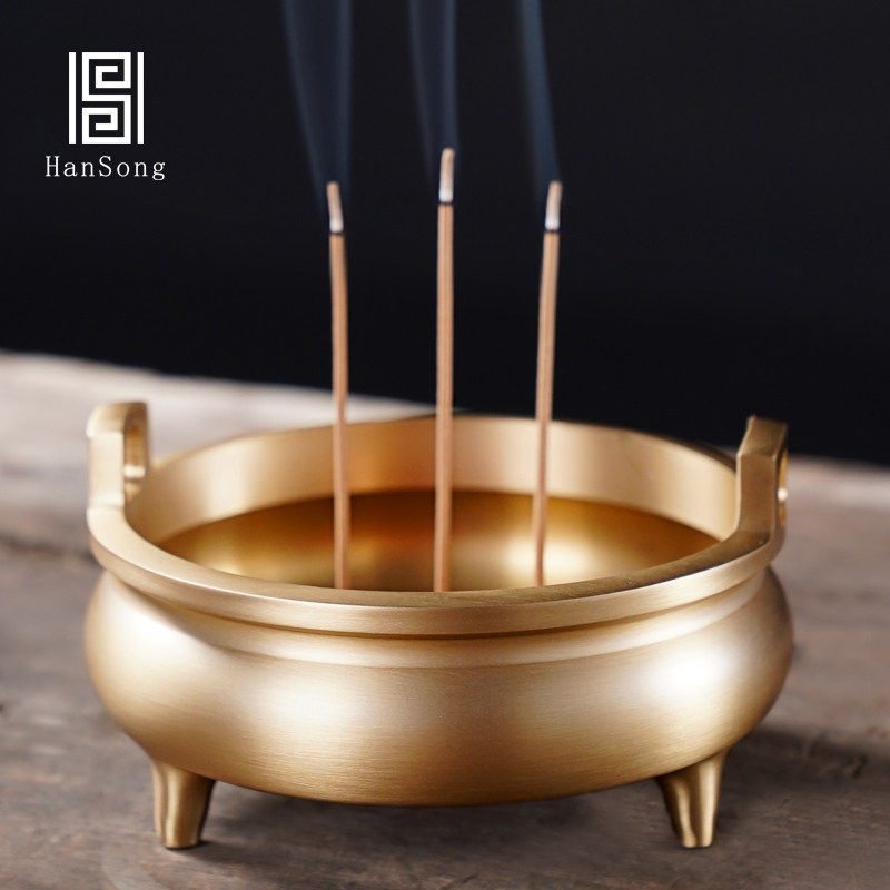 Incense stove pure copper large number for the Buddha Honolulu stove Home Twin Ear Line Incense Stove Room for incense Furnace Chaeze and God Xude Furnace