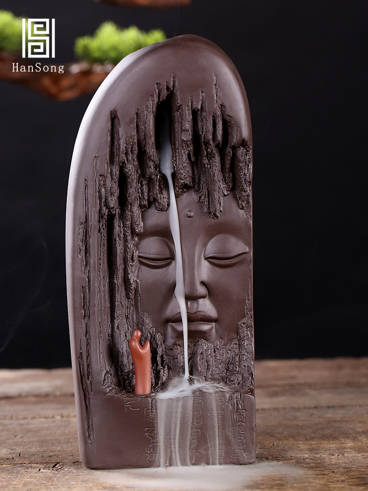 Backflow incense burner household purple sand ceramic creative aromatherapy indoor alpine water tower incense burner ornaments backflow aromatherapy stove