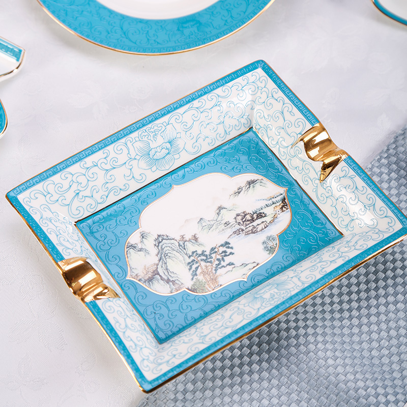 The View of song dynasty jingdezhen key-2 luxury gifts hand - made paint ipads porcelain tableware ceramics household utensils to use of consolidation package