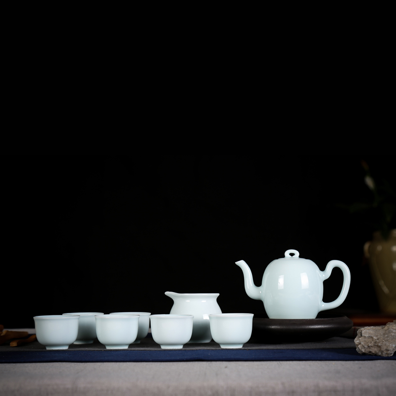 View the song View the song dynasty jingdezhen ceramics from I and contracted pure color kung fu tea set with white teapot the whole outfit