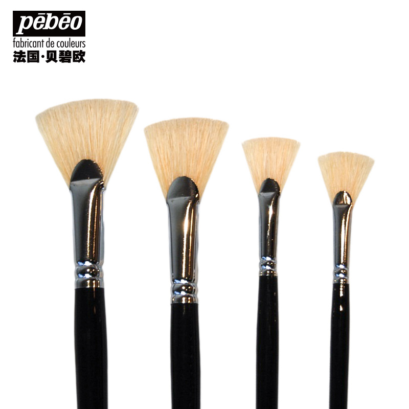 French Beebeau fish tail sector paintbrush oil painting paintbrush hand-painted pig mane brush color cloth brush with brush water powder watercolor painting pen single branch