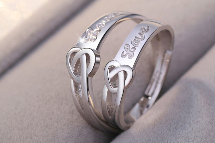 S925 sterling silver couple nhẫn nam giới và phụ nữ một cặp sinh viên Nhật Bản và Hàn Quốc hoang dã đơn giản sống miệng để vòng liên kết món quà ngày