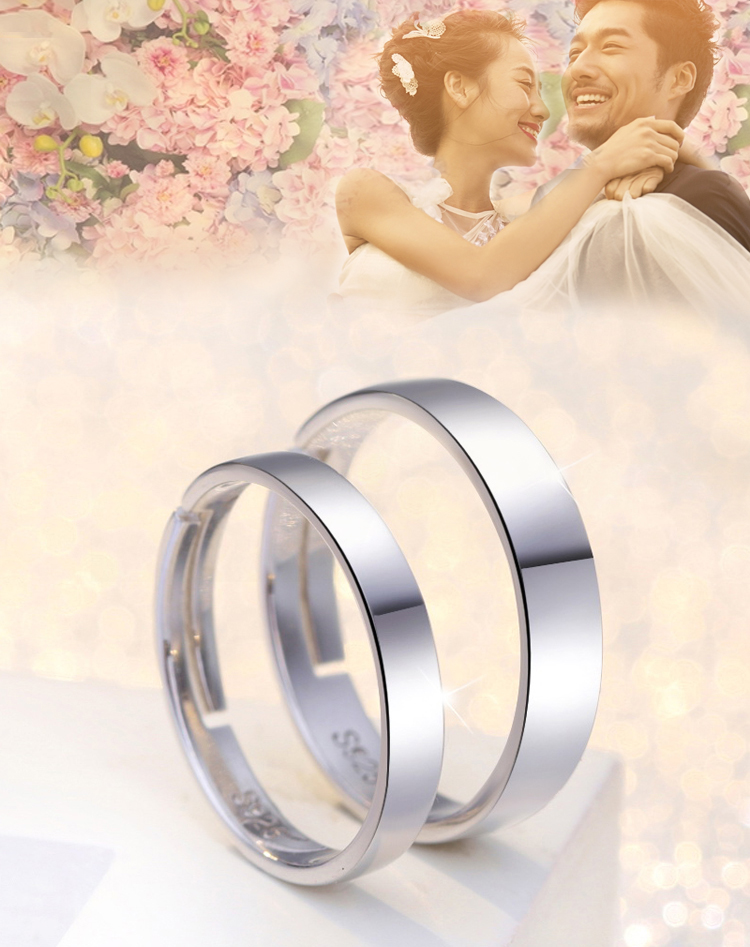 S925 sterling silver couple nhẫn nam giới và phụ nữ một cặp sinh viên Nhật Bản và Hàn Quốc hoang dã đơn giản sống miệng để vòng liên kết món quà ngày