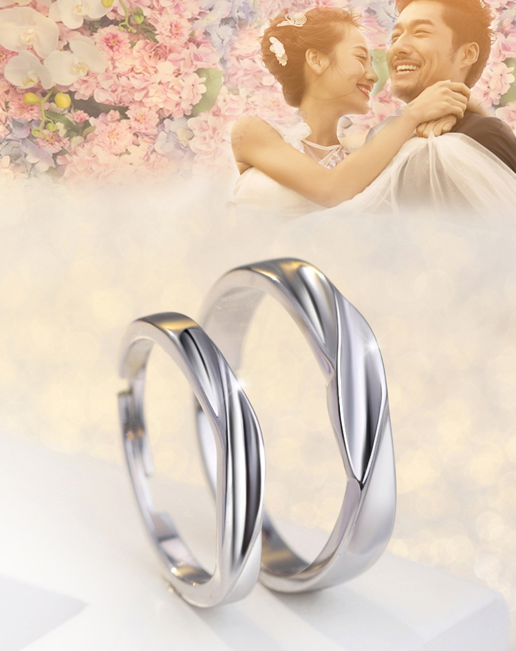 S925 sterling silver couple nhẫn nam giới và phụ nữ một cặp sinh viên Nhật Bản và Hàn Quốc hoang dã đơn giản sống miệng để vòng liên kết món quà ngày