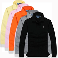 Mới ve áo thanh niên áo thun dài tay áo thun nam kinh doanh cotton giản dị Paul cha tải kích thước lớn nam triều polo áo