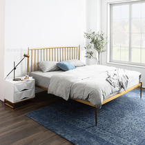 Nordic Iron Art Bed Ins Nets Red Bed Stainless Steel Double 1 8 m Metal Light Lavish Style Steel Frame Solid Wood Bed 1 5