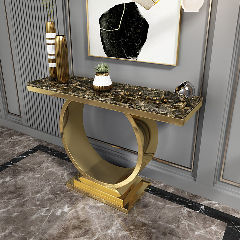 Light and luxurious closing table modern minimalist gold marble corridor European-style Stainless Steel Genguan Terrace Wall-side Hyun Off cabinet